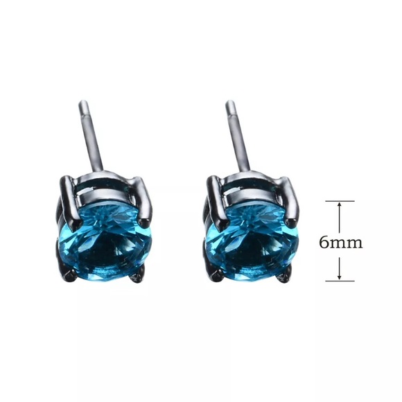 PM EDITORS PICK🎉Black GOLD Blue Stud Earrings - Picture 3 of 5